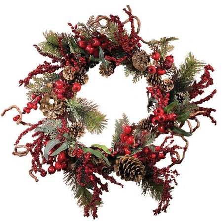 NEARLY NATURAL 24 Inch Assorted Berry Wreath 4838